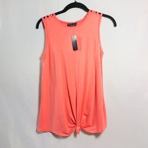 NWT Discreet Size S Sleeveless Knot Top Coral